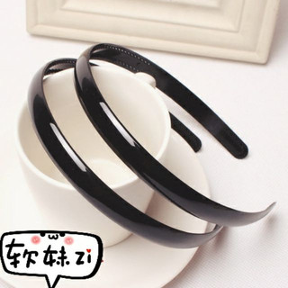 Bờm cài tóc trơn màu đen đơn giản bằng nhựa hợp thời trang