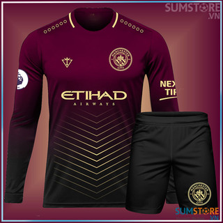 Quần Áo Đá Banh Nam Nữ Đồ Bộ Thể Thao Man-City Tím- Áo Bóng Đá Dài tay 2023