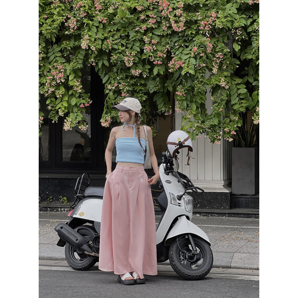 Chân váy xếp ly dáng dài Kill System Sica hình thêu logo