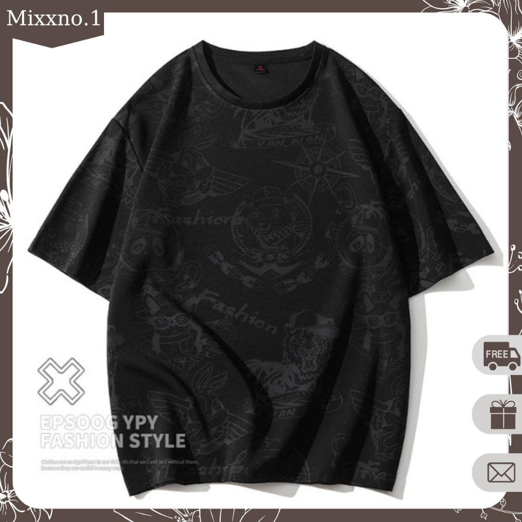 Áo Thun Tay Ngắn Dáng Xuông Họa Tiết Hoạt Hình Phong Cách Thể Thao Thời Trang Mixxno.1 TOP NAM 276V2