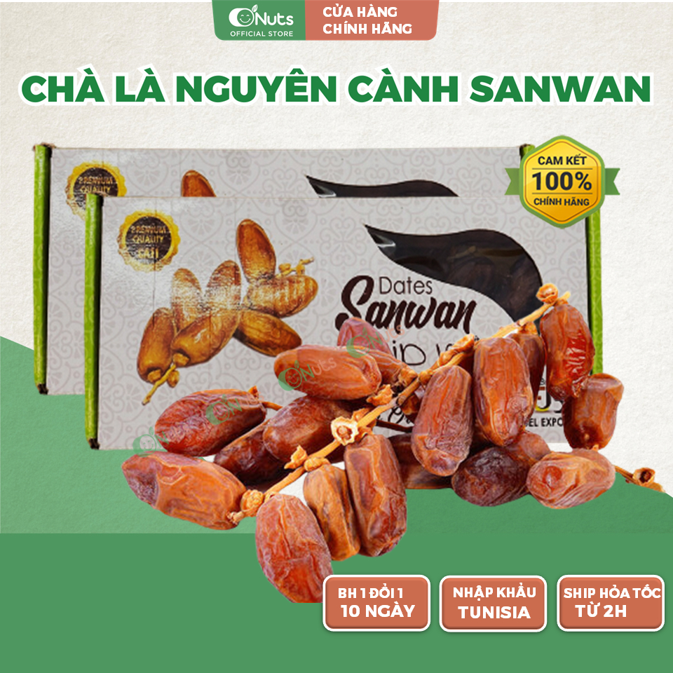 Chà Là Khô Nguyên Cành Tunisia 500gr – Hàng khô tự nhiên Sanwan, Sanabel siêu dẻo, không đường, ăn nấu sữa hạt