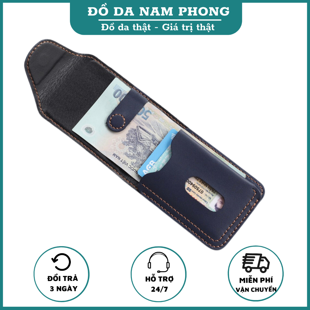 Ví Sen/Ví mini/Bóp Nam da bò thật nguyên tấm khâu tay handmade phiên bản 2023 NP05