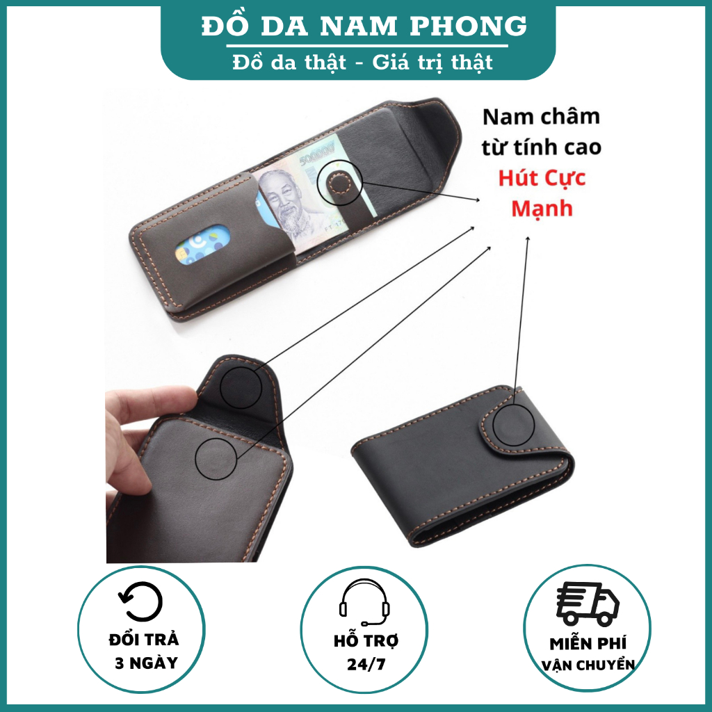 Ví Sen/Ví mini/Bóp Nam da bò thật nguyên tấm khâu tay handmade phiên bản 2023 NP05