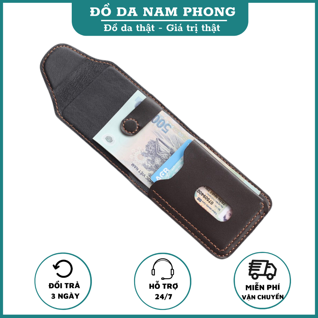 Ví Sen/Ví mini/Bóp Nam da bò thật nguyên tấm khâu tay handmade phiên bản 2023 NP05