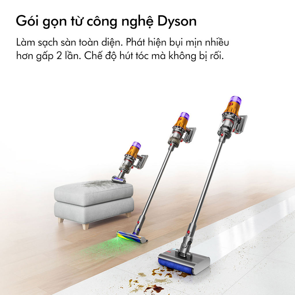 Máy hút bụi lau nhà không dây Dyson V12 s Detect ™ Slim Submarine​ Wet & Dry (Xám/Vàng)