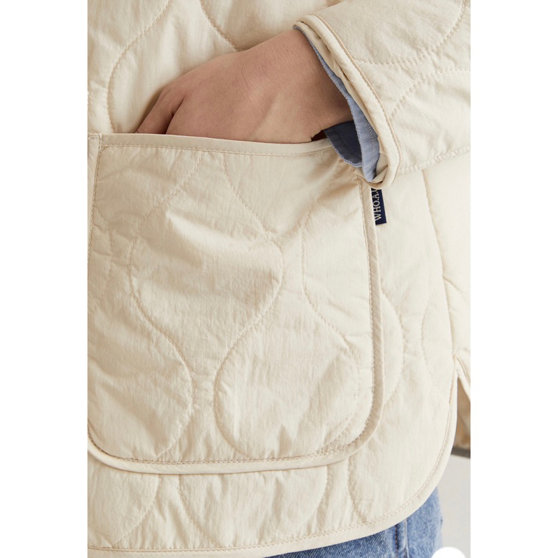 Áo khoác phao chần bông nữ Whoau size M màu kem  | WHJJD1201F