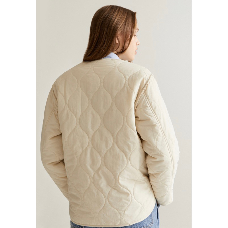 Áo khoác phao chần bông nữ Whoau size M màu kem  | WHJJD1201F