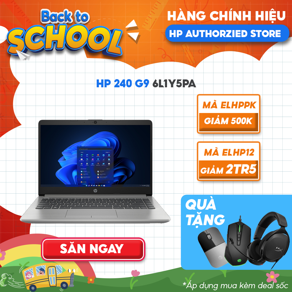 [Mã ELHP128 giảm 12% đơn 10TR] Laptop HP 240 G9 6L1Y5PA i7-1255U | 8GB | 512GB | 14' FHD | Win 11