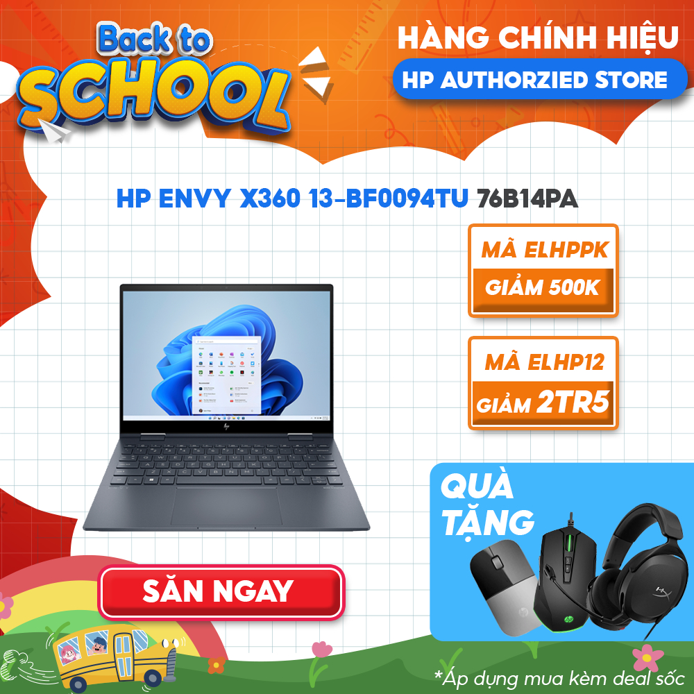 [Mã ELHP1010 giảm 15% đơn 18TR] Laptop HP Envy X360 13-bf0094TU 76B14PA i5-1230U | 16GB | 512B | 13.3' 2.8K OLED Touch