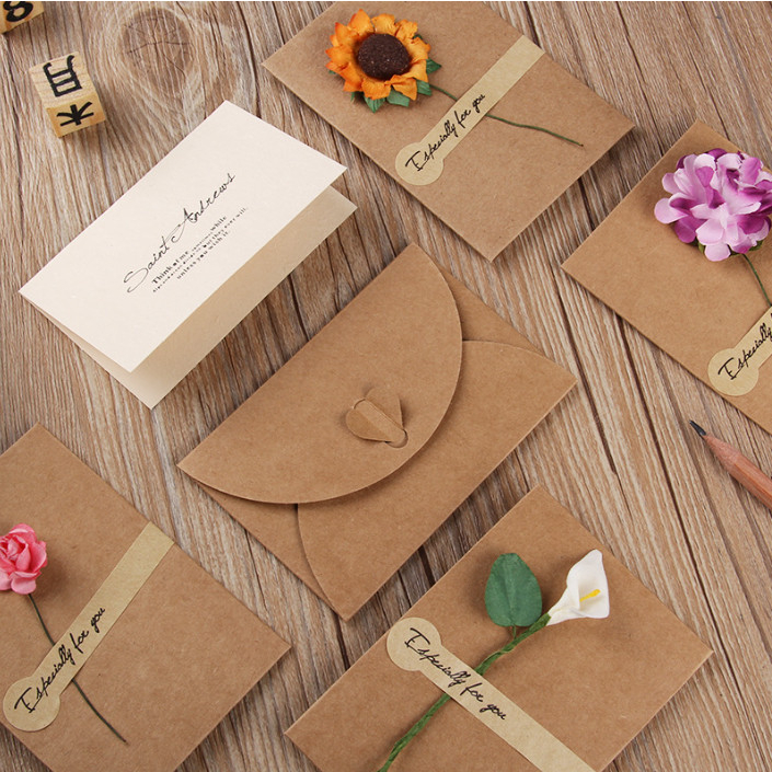 Thiệp chúc mừng sinh nhật tình nhân ngày nhà giáo 20/11 giấy kraft kèm phong bì thư phụ kiện quà tặng king9