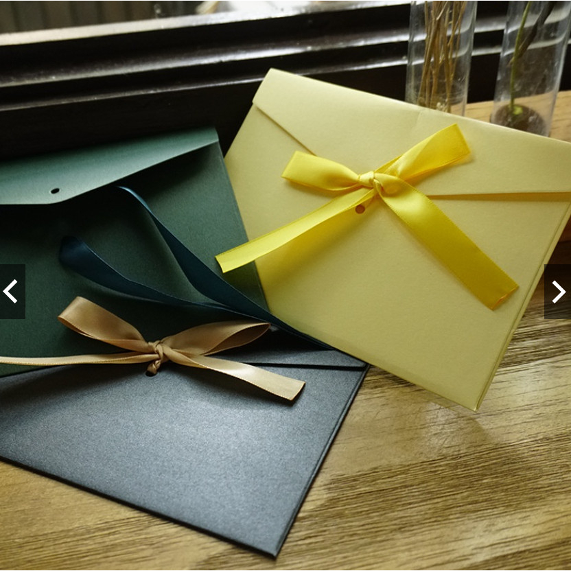 Phong bì thư kraft thắt nơ nhiều màu 17.5*12.8cm kèm thiệp phụ kiện quà tặng King9