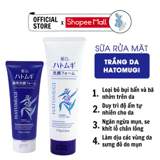 Sữa rửa mặt Hatomugi Nhật Bản trắng da dưỡng ẩm Moisturizing & Facial Washing 130gr