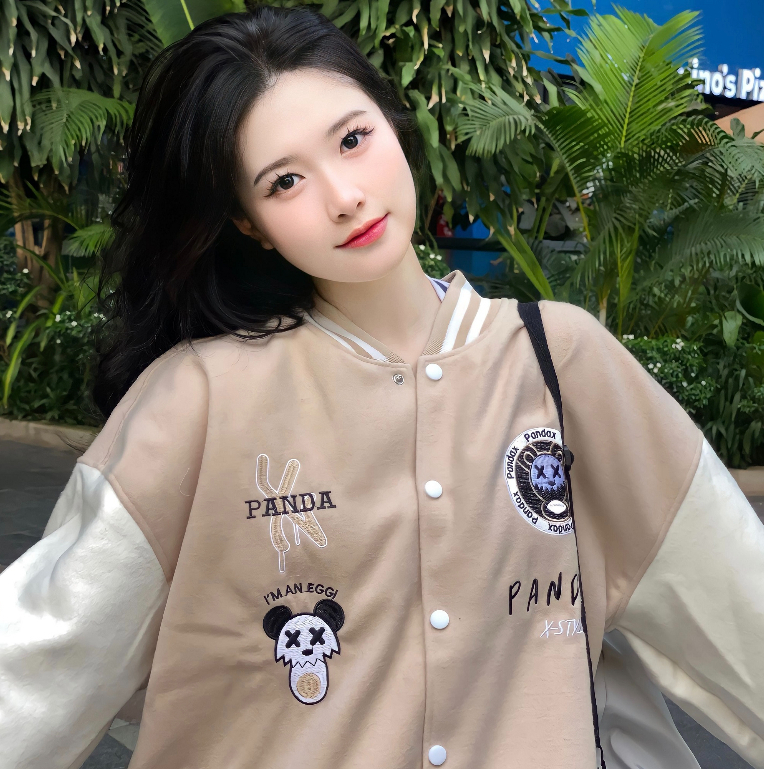 Áo khoác bomber vasity jacket PANDAX , bomber nỉ dày nam nữ local brand , áo bóng chày unisex màu tan