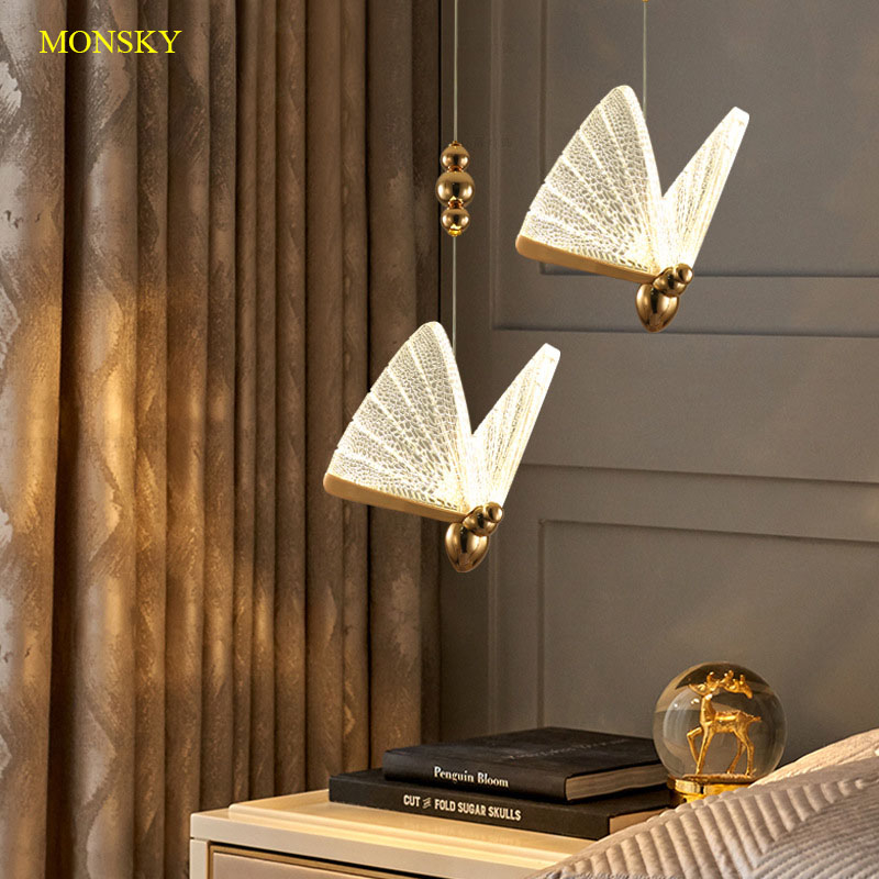 Đèn thả MONSKY BARWO hình con bướm độc đáo 3 màu ánh sáng trang trí nội thất sang trọng.