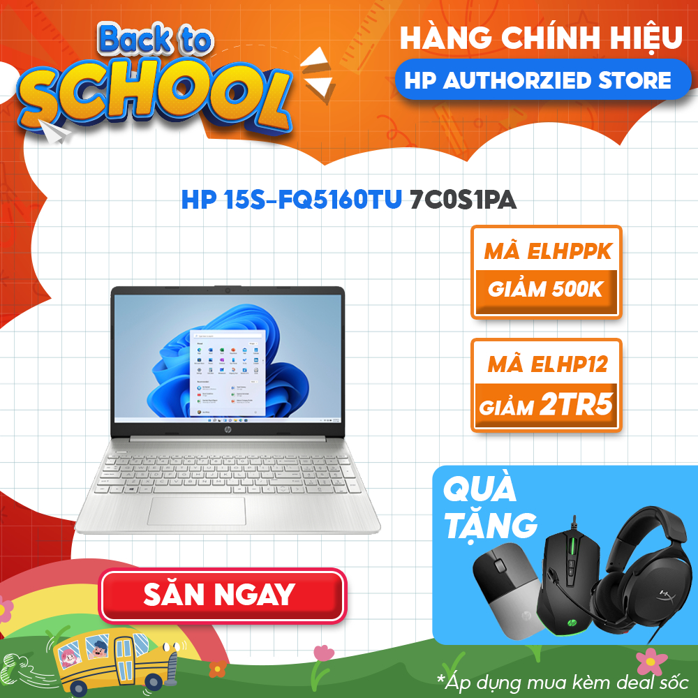 Laptop HP 15s-fq5160TU 7C0S1PA i5-1235U | 16GB | 512GB | 15.6' FHD | Win 11