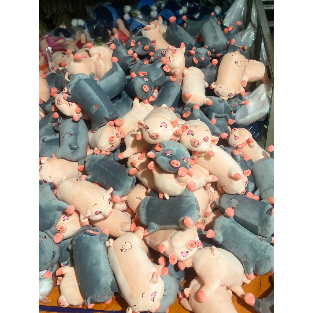Gấu bông cao cấp Heo bông buồn ngủ đáng yêu 1m hình ảnh thật