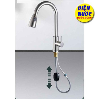 Vòi Rửa Chén Nóng Lạnh Inox/ vòi chén rút nóng lạnh/ vòi chén xoay nóng lạnh