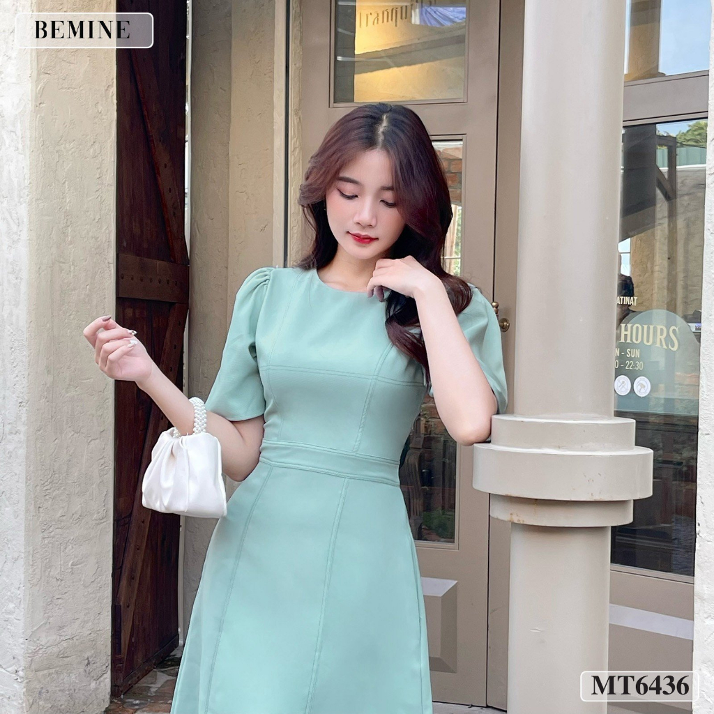 Đầm công sở chạy chỉ tùng xoè BEMINE MT6436