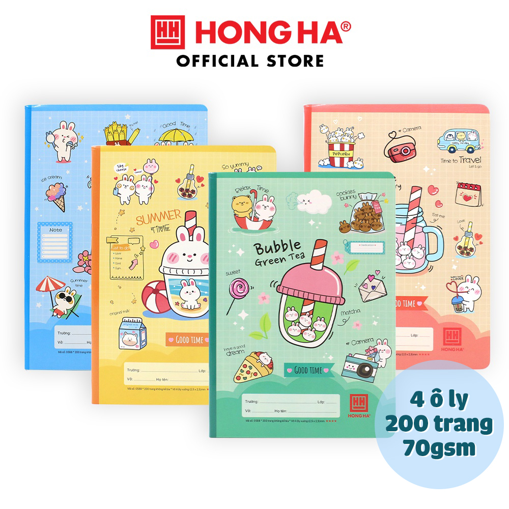 Vở 4 ô ly 200 trang Hồng Hà School Monster (0588)