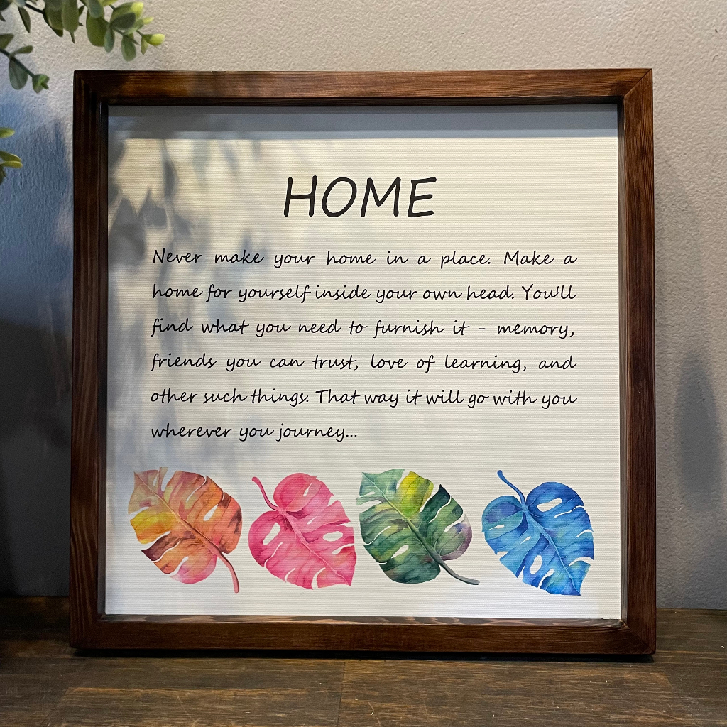 Tranh chữ Home ý nghĩa gia đình, khung gỗ tự nhiên, Tranh treo tường, Trang trí tủ kệ bàn làm việc, Quà tặng tân gia H01