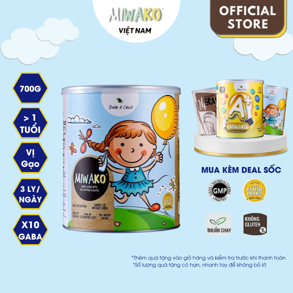 Sữa Công Thức Hạt Hữu Cơ MIWAKO Hộp 700g x 1 Hộp Vị Gạo Đạm Lành Dễ Uống - Miwako Official Store