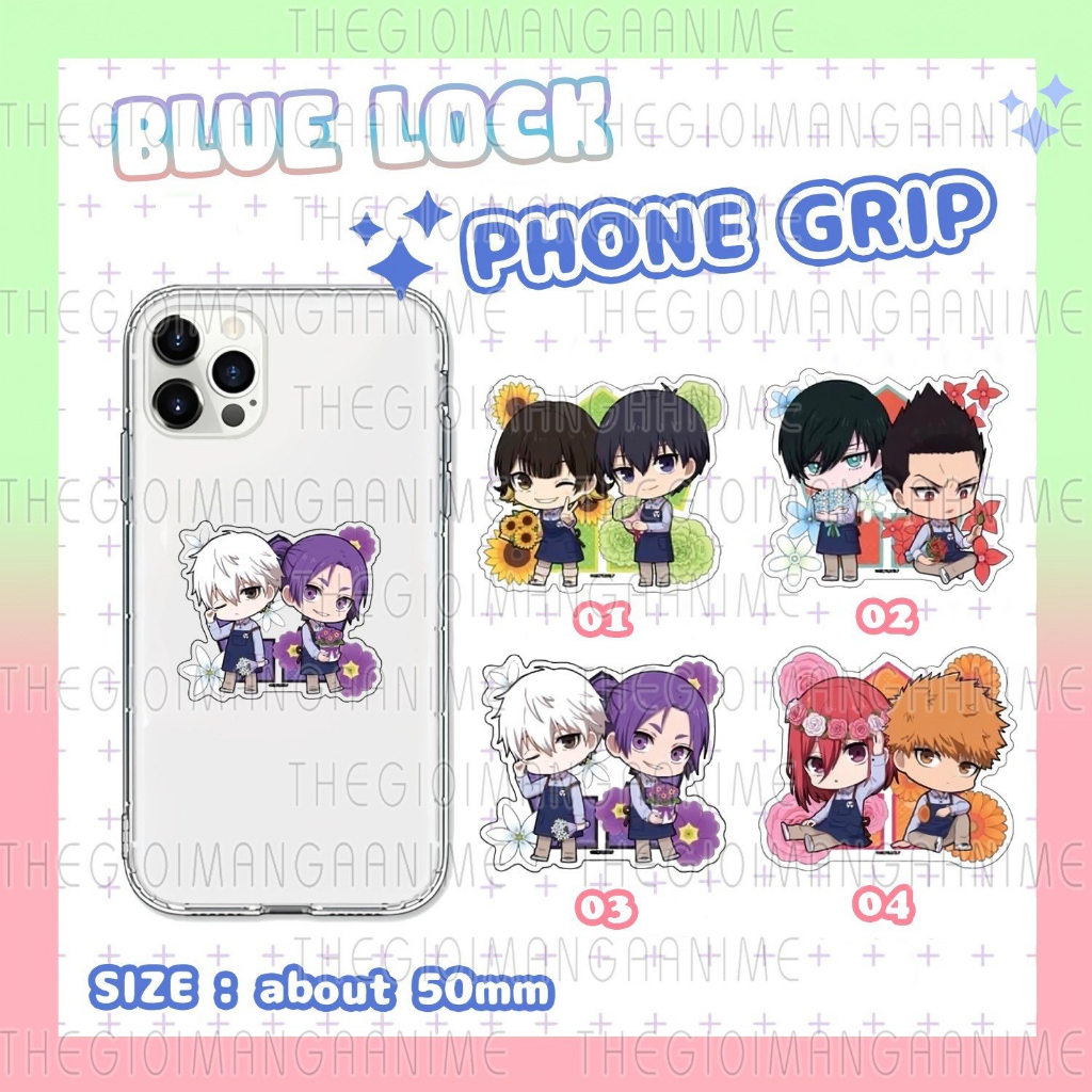 Dây Treo và Giá đỡ điện thoại BLUE LOCK ver HOA ĐÔI anime chibi tiện lợi phone grip griptok mica acrylic móc khóa