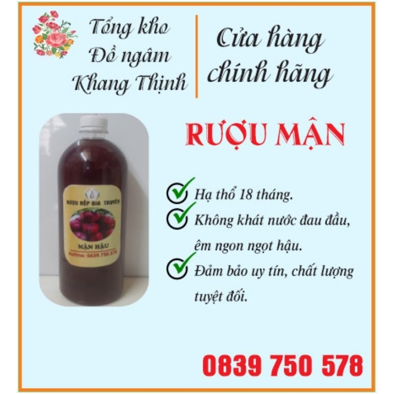 R.ươu Mận hậu đường phèn 1 lít.ngon ngọt hậu.êm phê