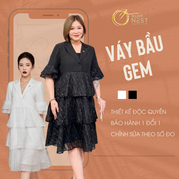 Váy Bầu Dạ Tiệc Dạo Phố Đầm Bầu Sang Chảnh Thiết Kế Cao Cấp Glam Nest VN024