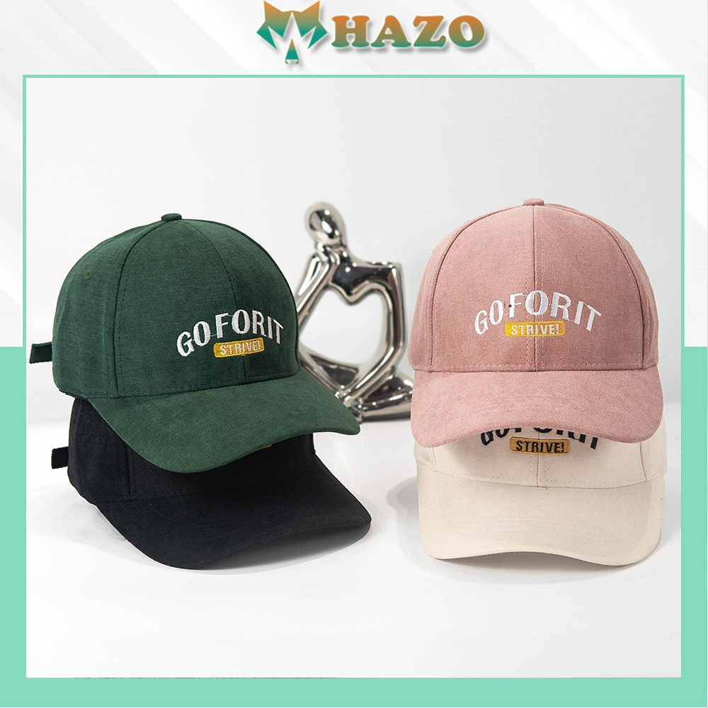 Mũ Lưỡi Trai Nón Kết Nhung Cao Cấp Thêu Chữ Goforit 485 Phong Cách Ulzzang Form Unisex Nam Nữ - Hazo