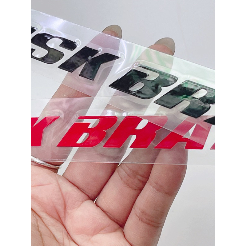 Tem dán phuộc trước chữ Disk Brake size 19x1.3cm, tem dán trang trí xe máy