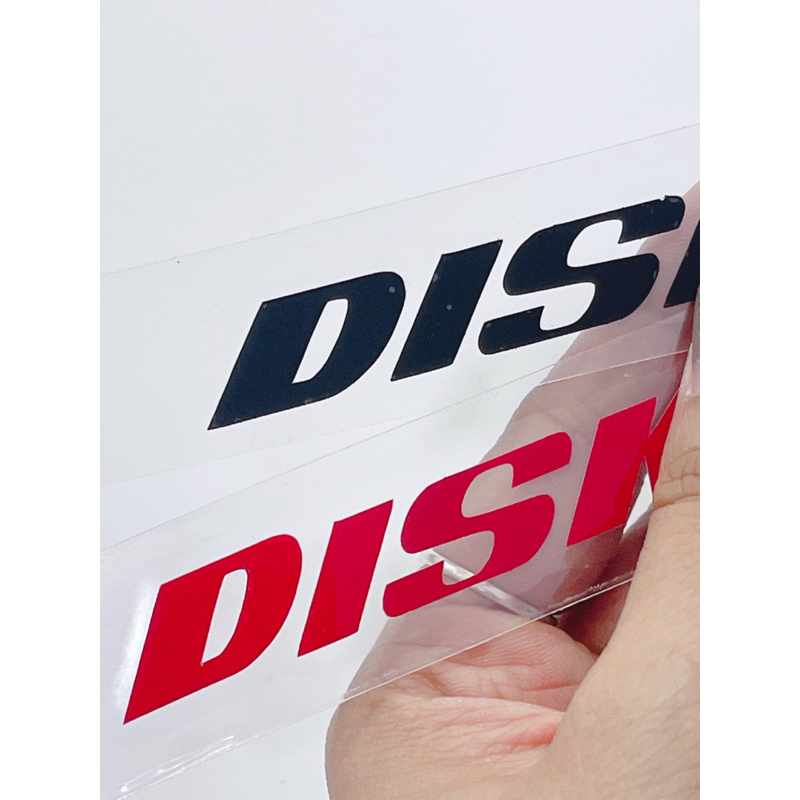 Tem dán phuộc trước chữ Disk Brake size 19x1.3cm, tem dán trang trí xe máy