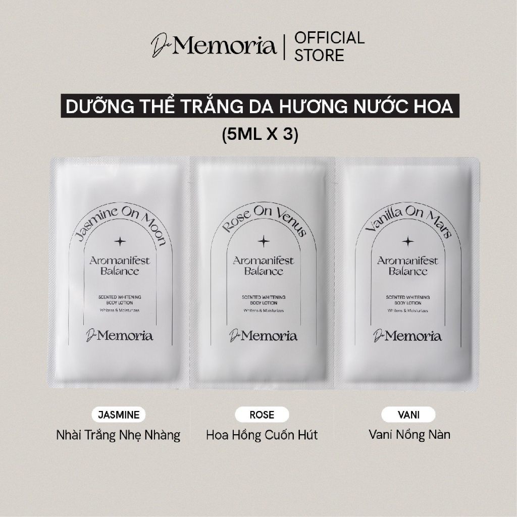 (Quà tặng không bán) Sample 3 sữa dưỡng thể DE MEMORIA SCENTED WHITENING BODY LOTION