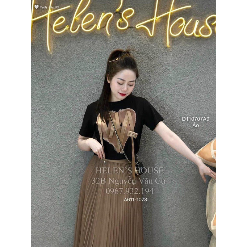 Áo thun croptop tay con ngực phối hình trái tim dây cá tính VIENS STORE