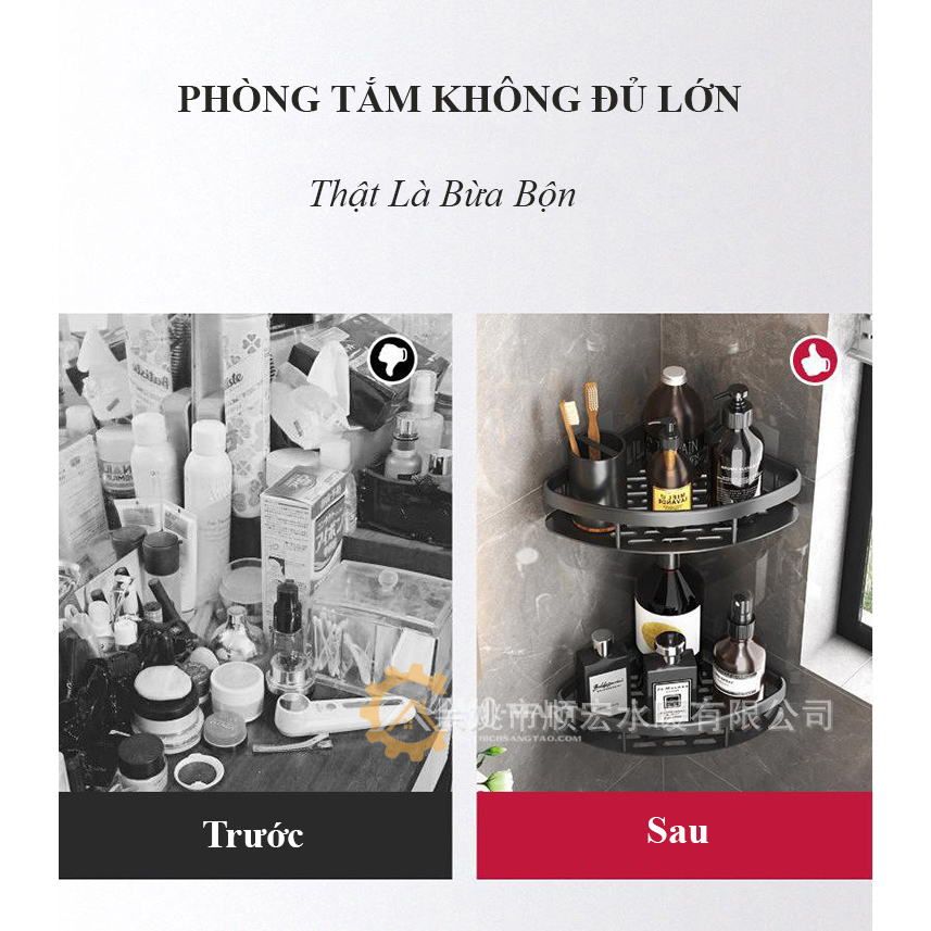 Kệ góc nhà tắm EMOMART, Dán tường chịu tải cao, Chống gỉ lắp đặt dễ dàng