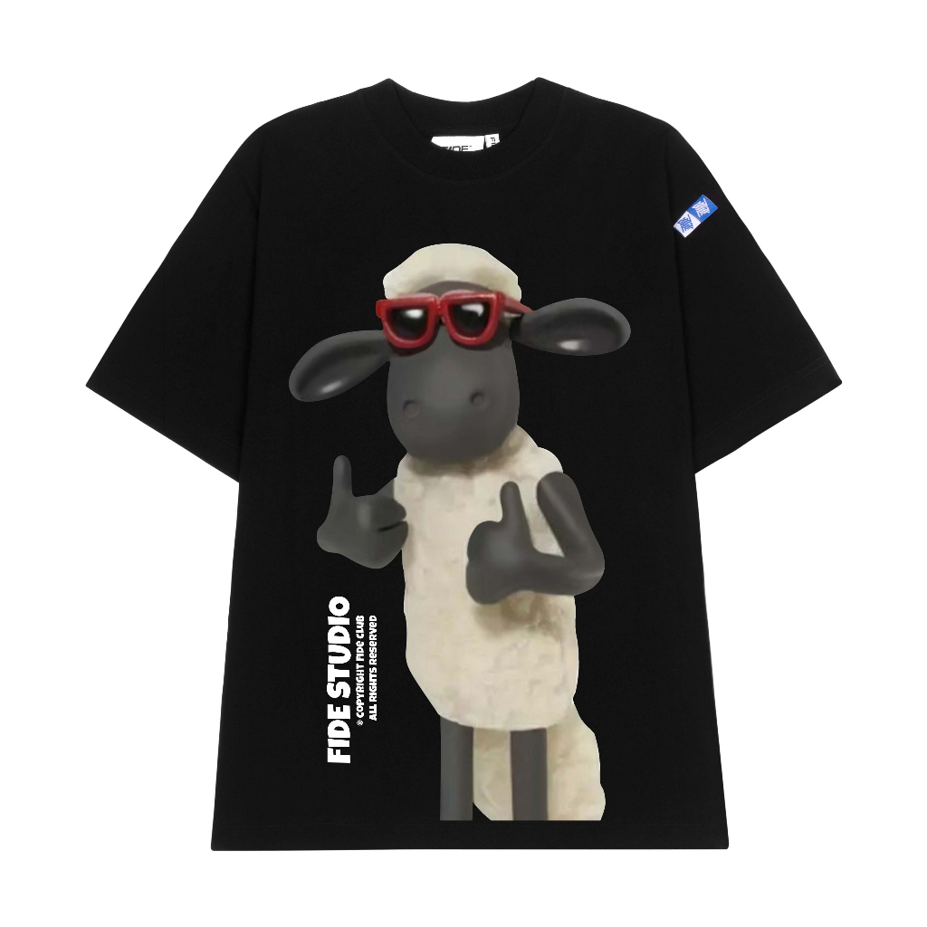 Áo thun FIDE Cừu Shaun, Áo phông trơn nam nữ cổ tròn unisex SHAUN 02