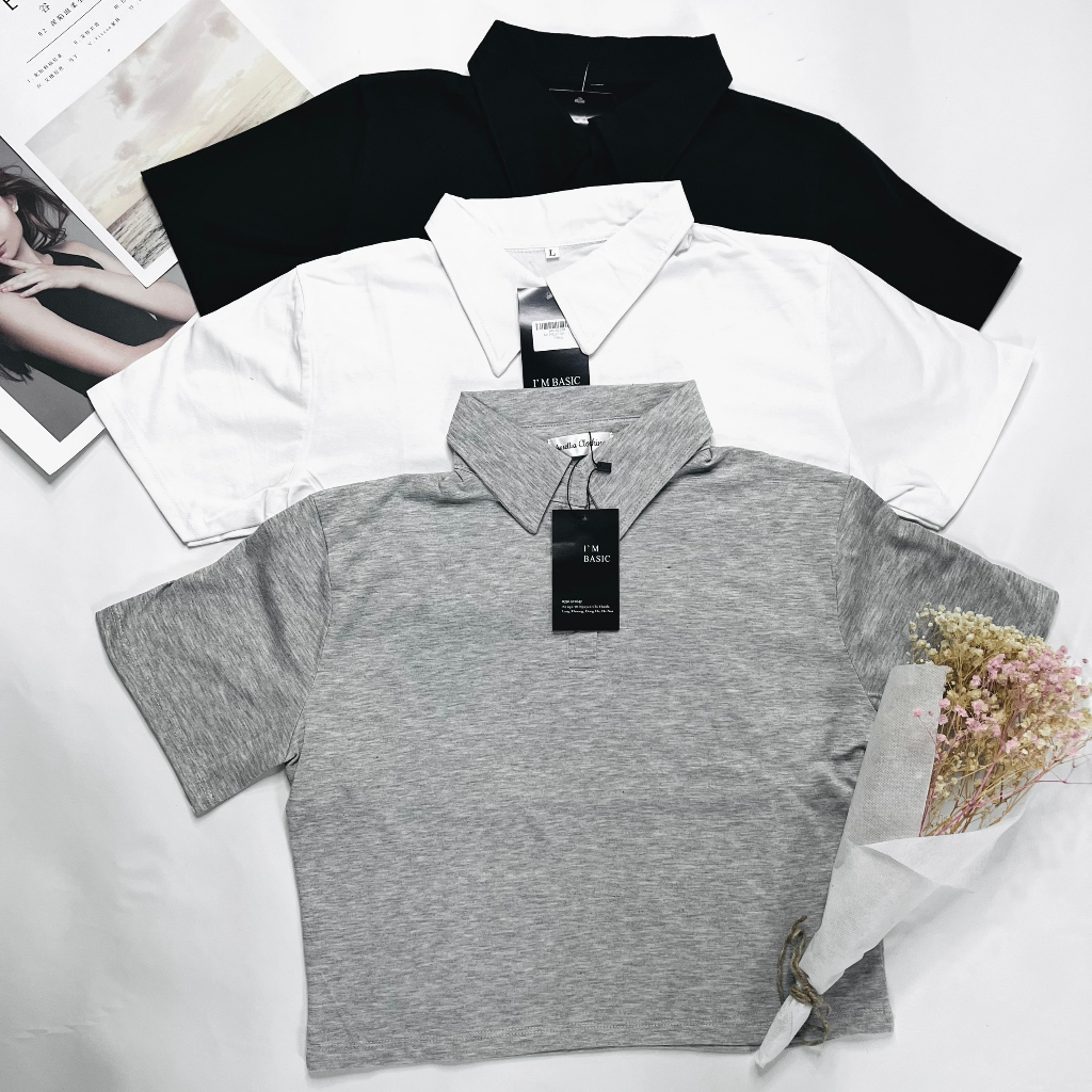 Áo Croptop Thun Nữ Cổ Polo Crt Ngắn Tay Màu Nâu Cafe Vải Cotton Co Giãn Mềm Mịn Đẹp Thoáng Mát Dễ Phối Basic Hottrend