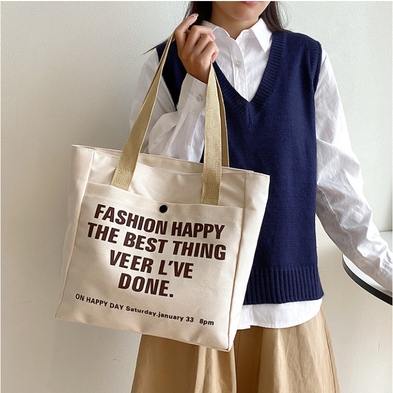 Túi đeo chéo dáng tote thanh lịch để a4 ipad nhiều ngăn tiện dụng, túi vải cỡ lớn đeo đi học đi làm đi chơi đẹp rẻ