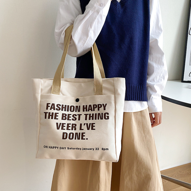 Túi đeo chéo dáng tote thanh lịch để a4 ipad nhiều ngăn tiện dụng, túi vải cỡ lớn đeo đi học đi làm đi chơi đẹp rẻ