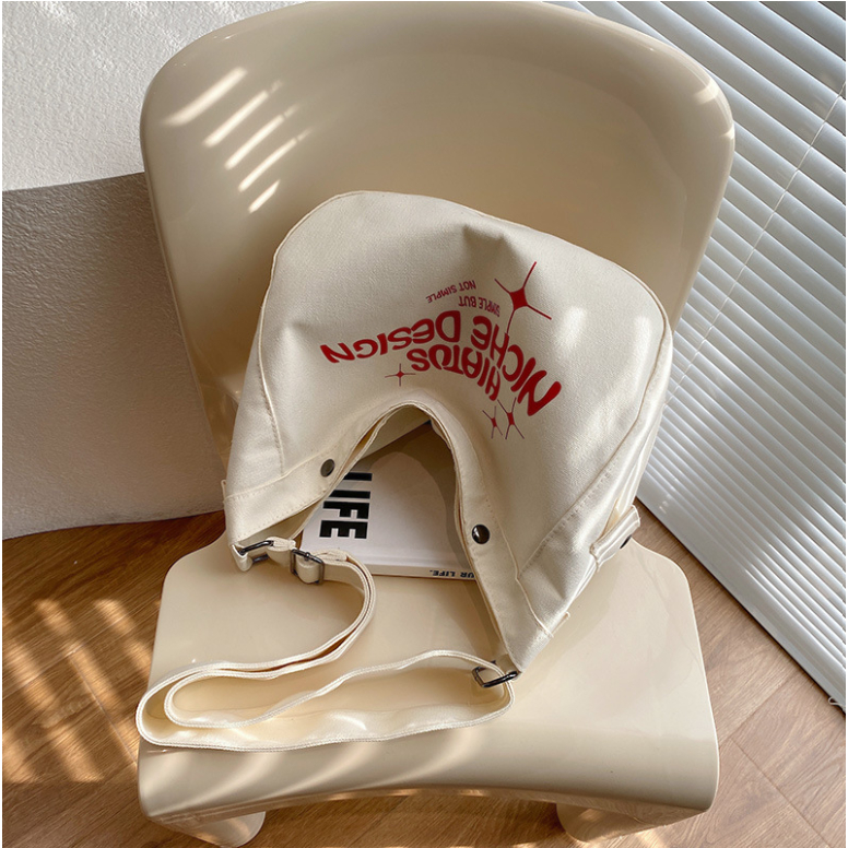 Túi chéo nam nữ style Hàn Quốc hottrend 2023, túi vải cỡ lớn có ngăn phụ đeo đi học, đi chơi tiện dụng năng động Niche