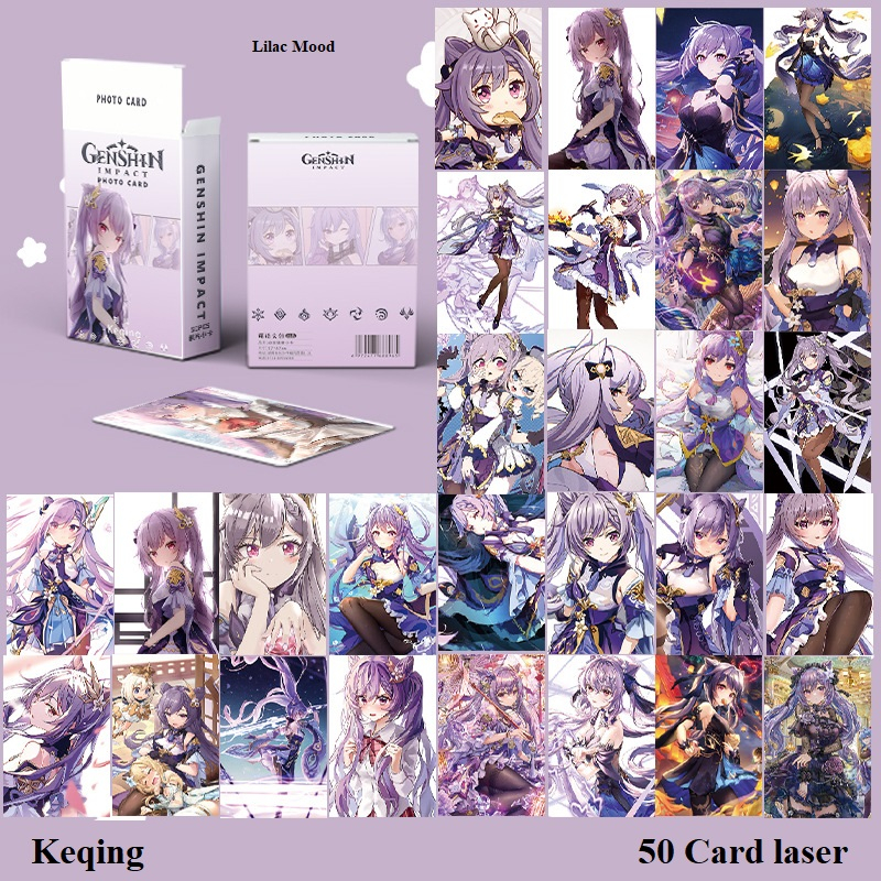 Keqing / Genshin Impact | Hộp thẻ card laser 50 tấm