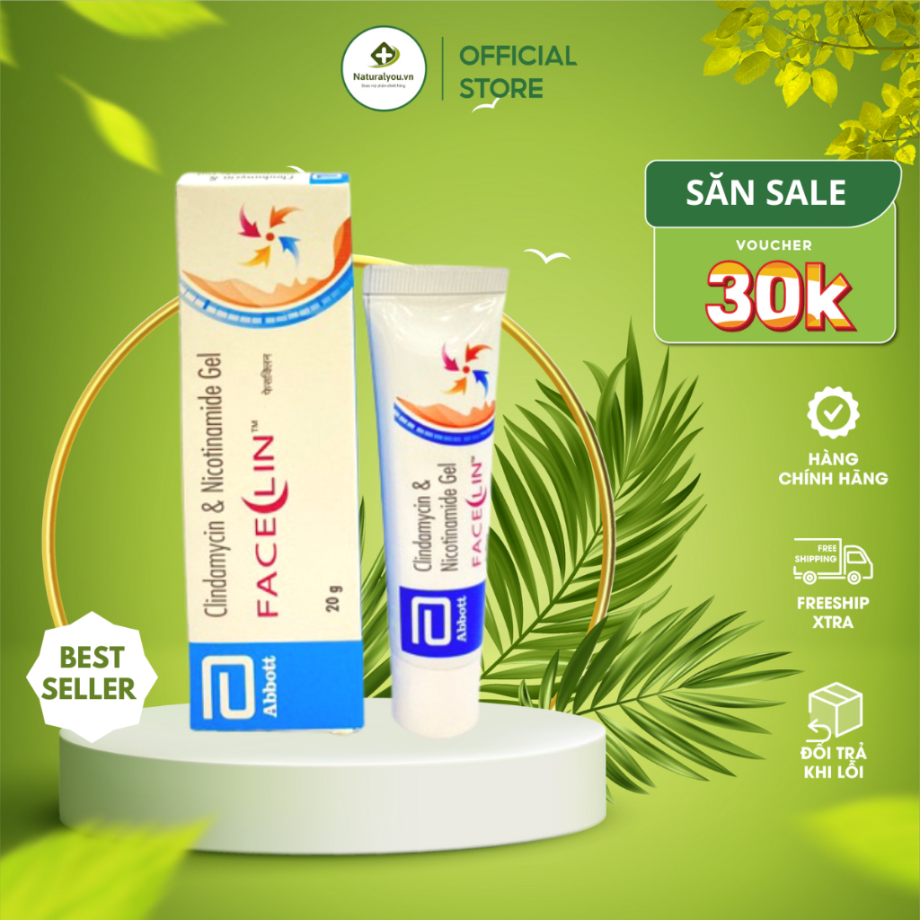 Kem Chấm Mụn Faceclin Gel Gồm 4% Nicotinamide Và Clin Damycin Của Abbott 20G