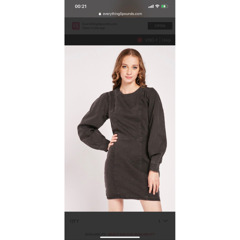 Thanh lý đầm denim tay dài H&M chuẩn auth