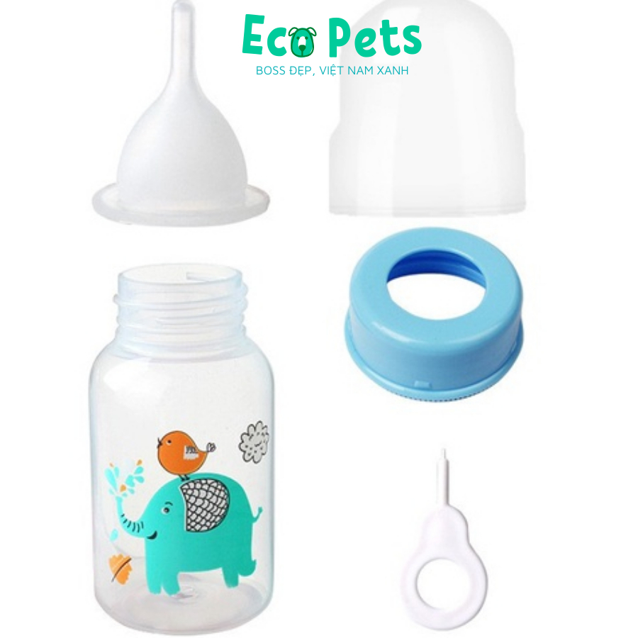 Bình sữa PURI ECOPETS cho chó mèo con uống sữa phụ kiện uống sữa cho mèo nhựa an toàn bảo vệ sức khoẻ - 125ML ECOPETS