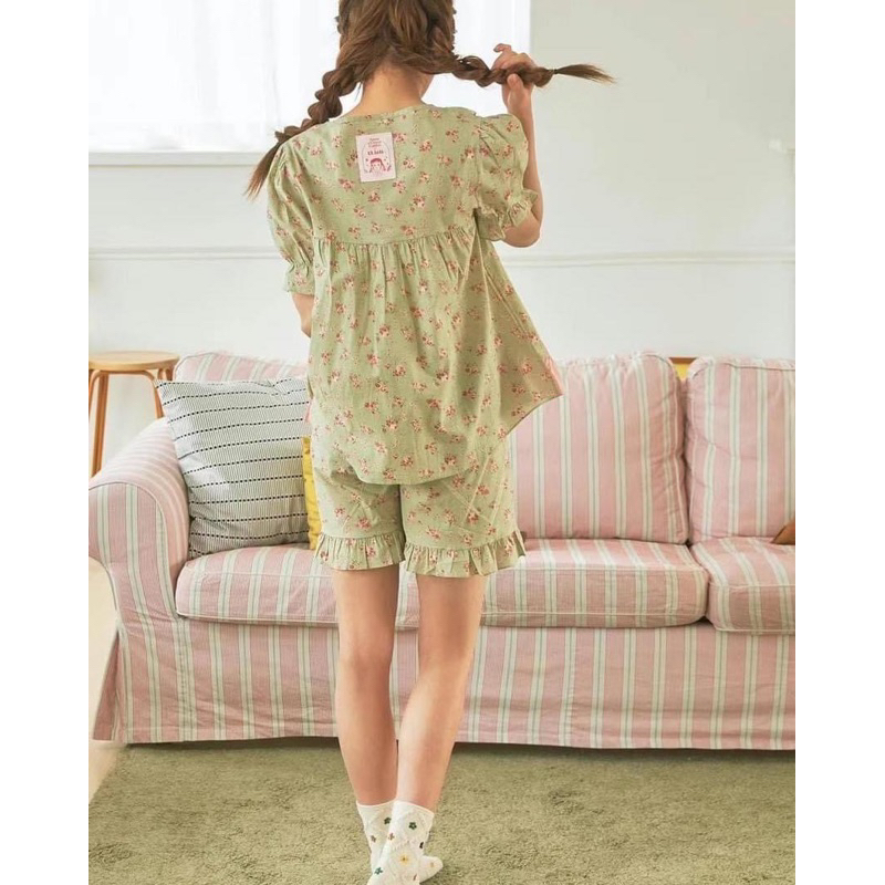 Set ngủ hoạ tiết hoa xanh ULLALA