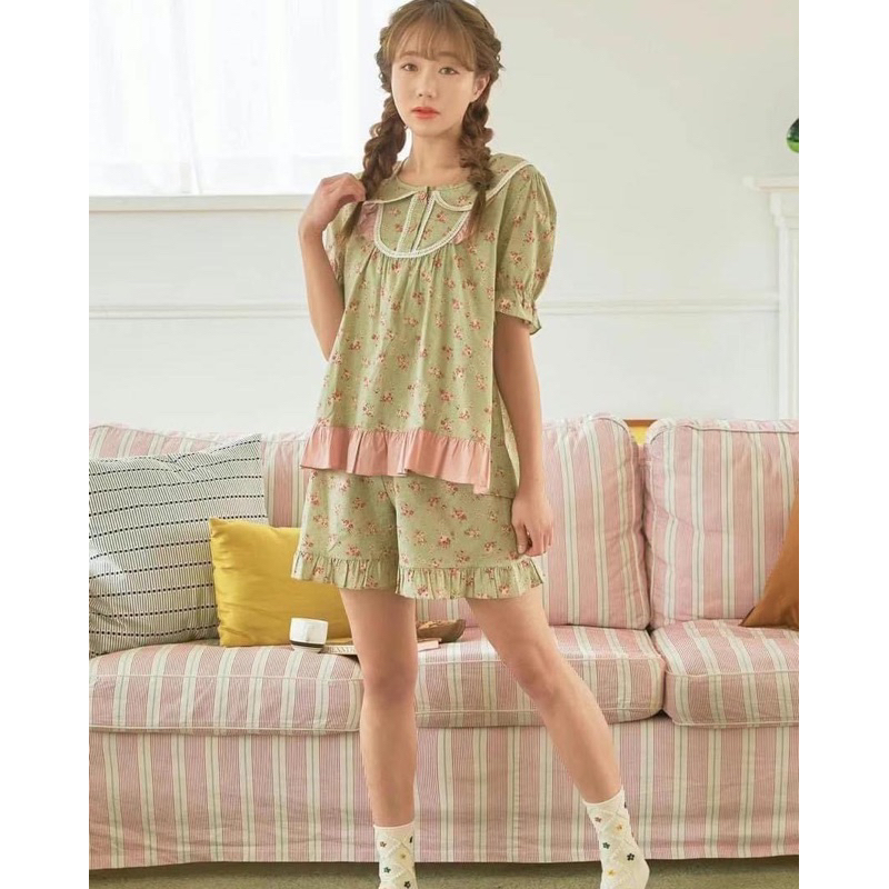 Set ngủ hoạ tiết hoa xanh ULLALA