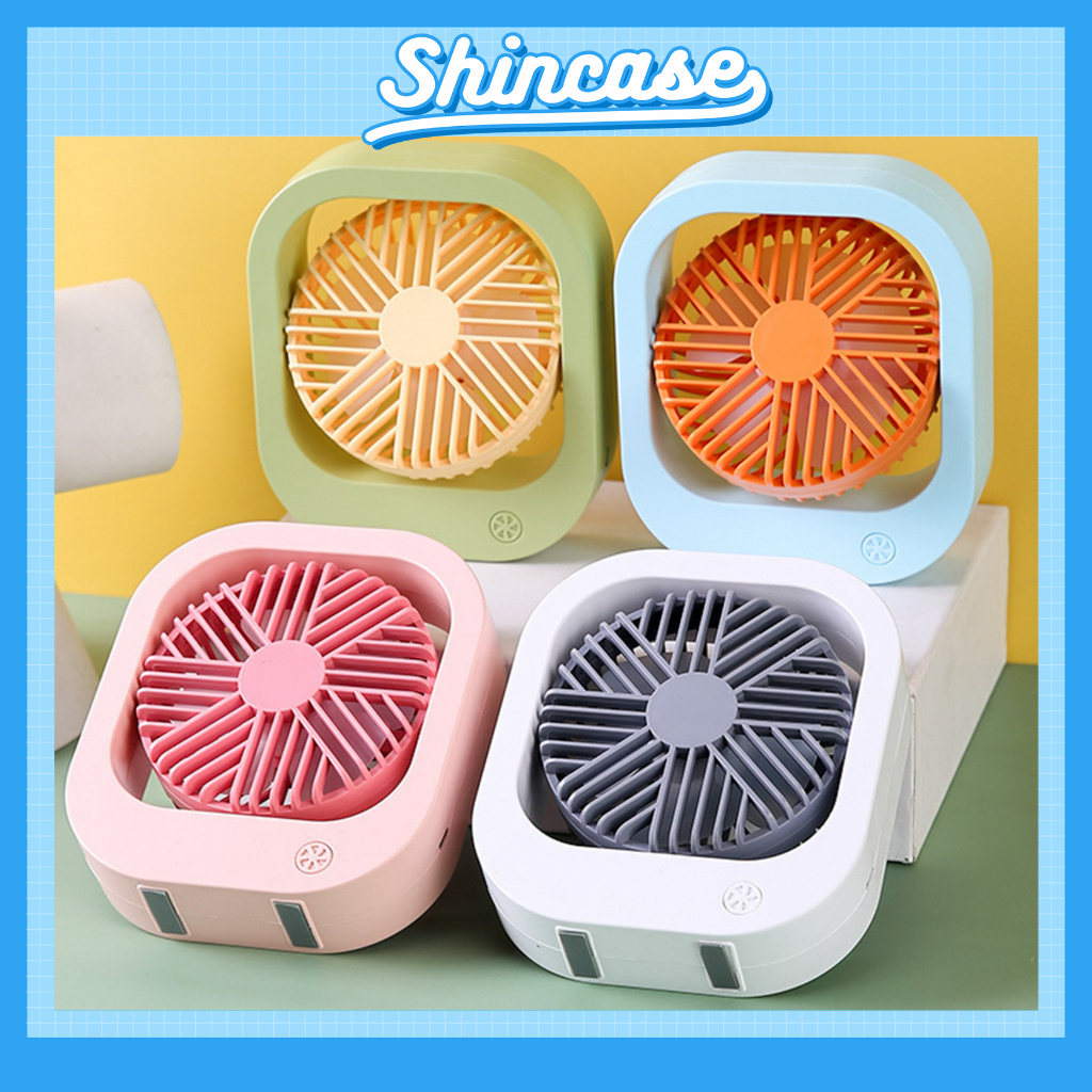Quạt tích điện mini cao cấp để bàn - cầm tay nhỏ gọn tích hợp sạc pin tiện dụng mang theo đi du lịch đi học đi làm