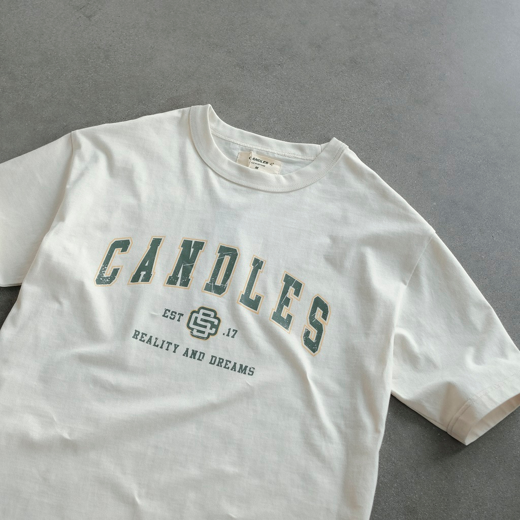 Áo thun nam nữ oversize CANDLES TITLE T-SHIRT chất liệu cotton 100% 260gsm hình in nứt nổi bật