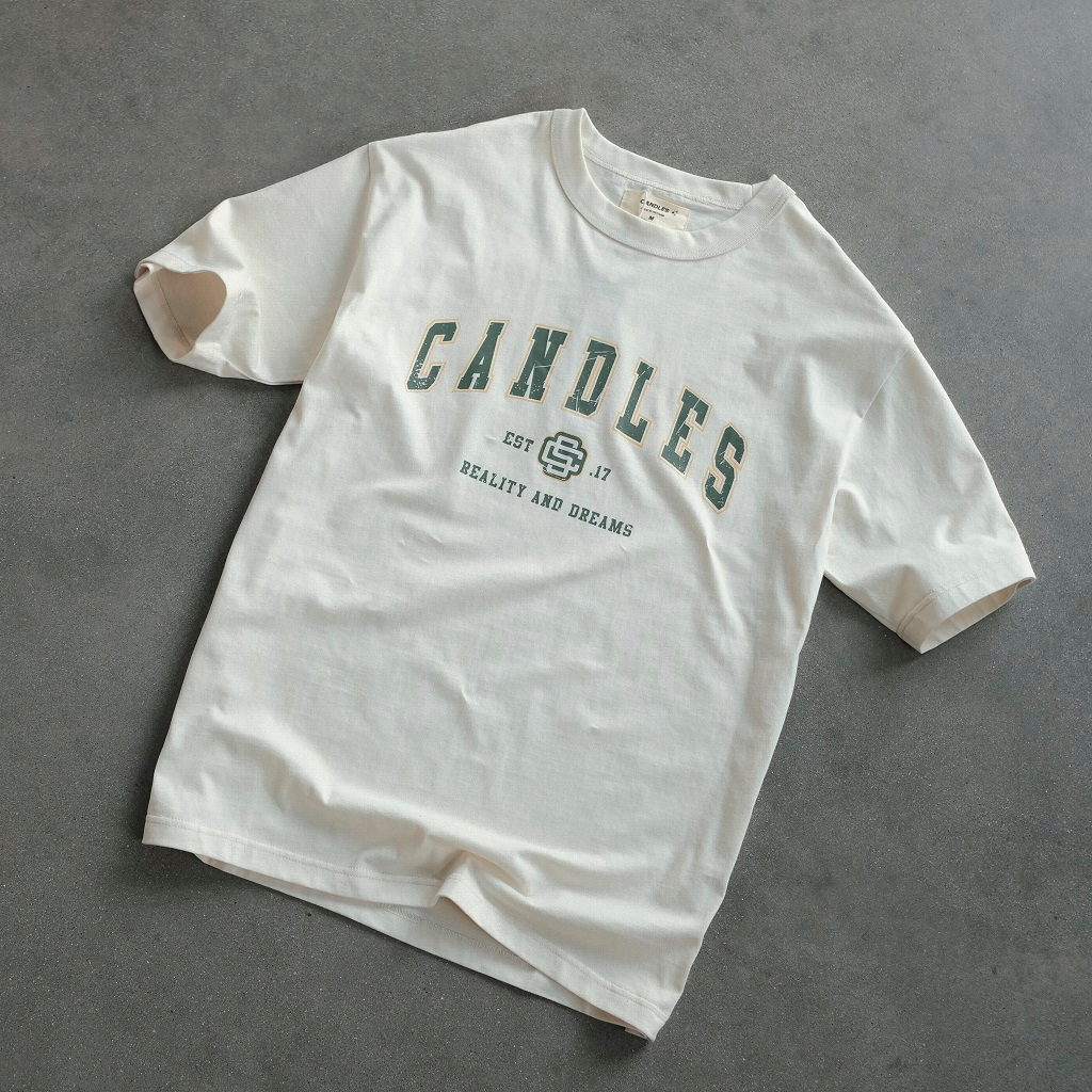 Áo thun nam nữ oversize CANDLES TITLE T-SHIRT chất liệu cotton 100% 260gsm hình in nứt nổi bật