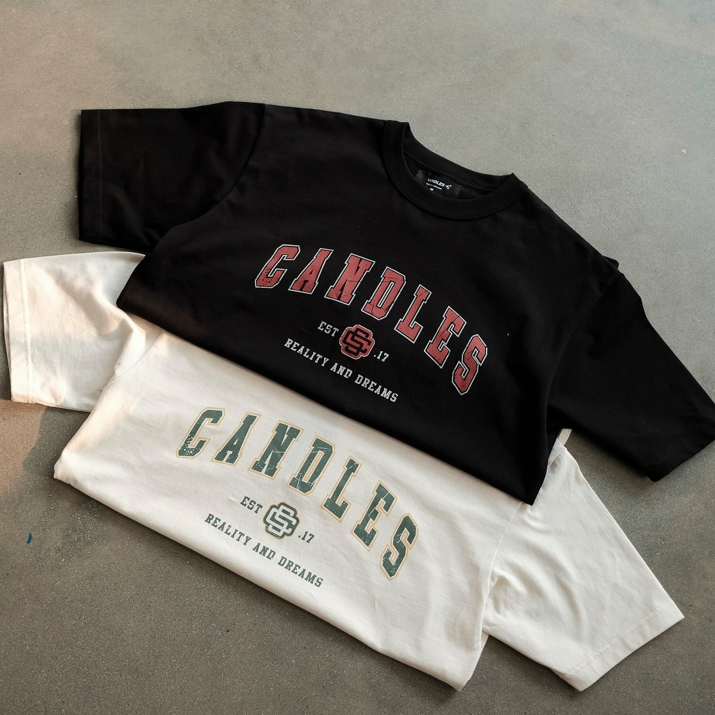 Áo thun nam nữ oversize CANDLES TITLE T-SHIRT chất liệu cotton 100% 260gsm hình in nứt nổi bật