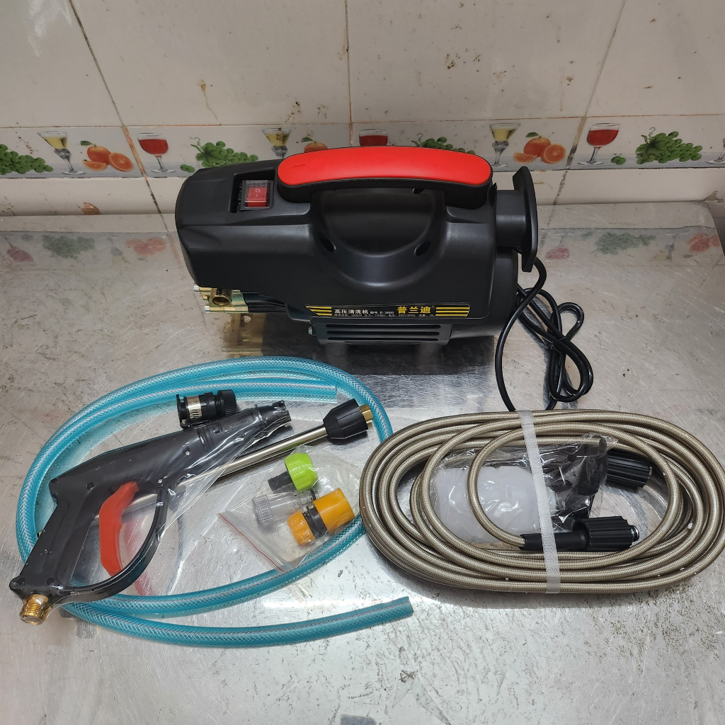 Máy rửa xe cao áp 3000W, Lõi đồng, Máy rửa xe Mini bảo hành 24 tháng, Máy xịt rửa gia đình tặng bình bọt tuyết-K1862